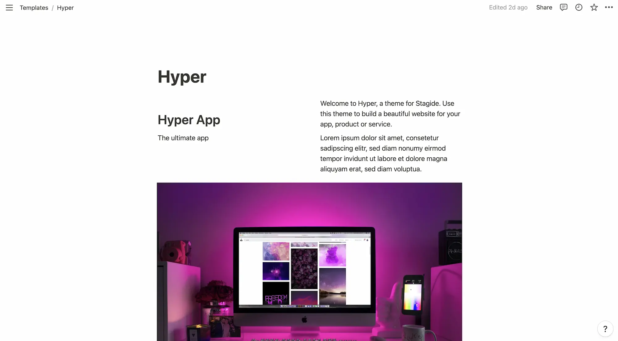 An image showing the notion editor